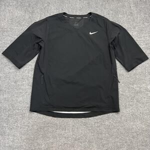 Nike Baseball Pullover Shirt Mens XL Black Athletic Swoosh Logo